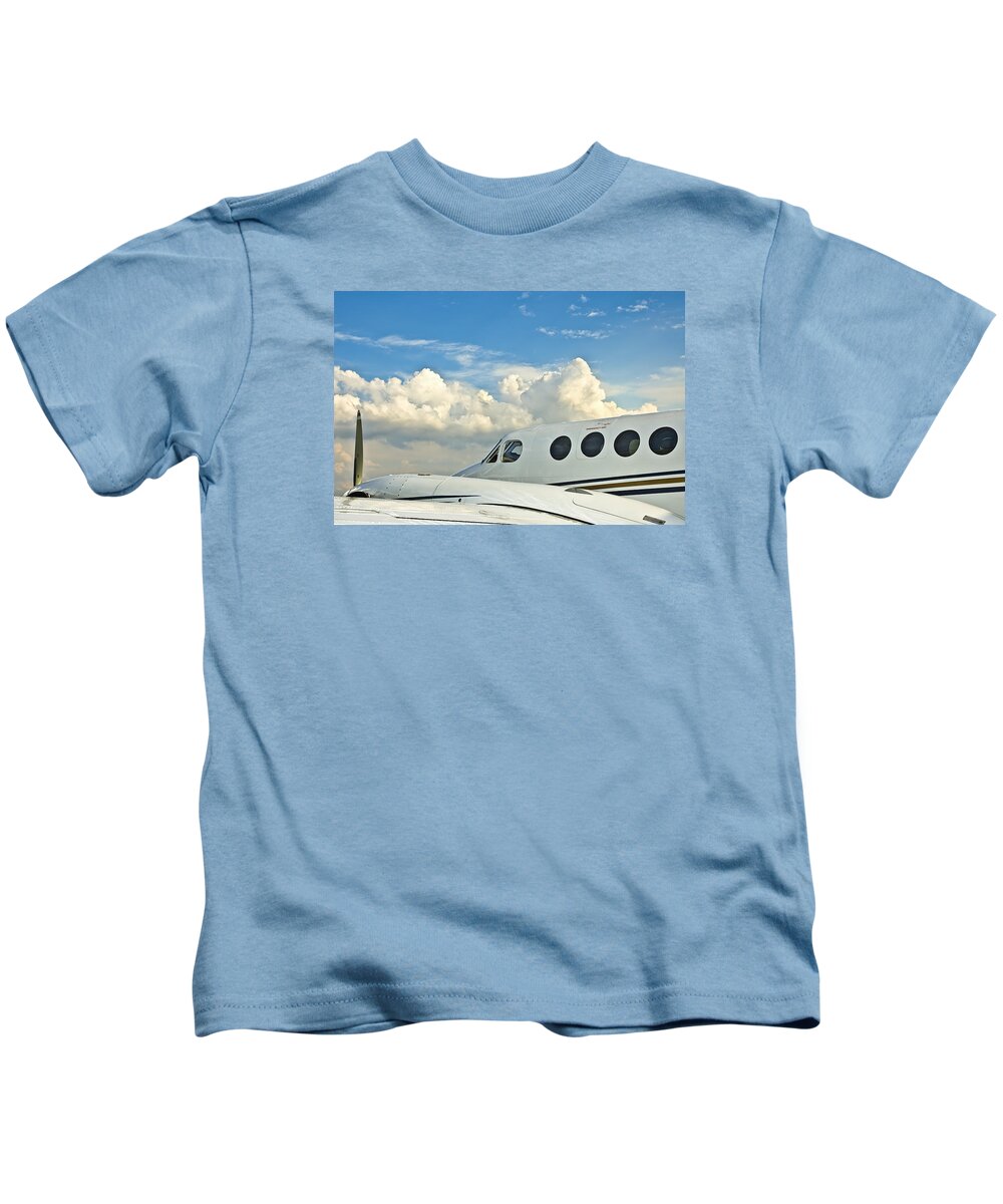 Airplane Kids T-Shirt featuring the photograph Flying Time by Carolyn Marshall