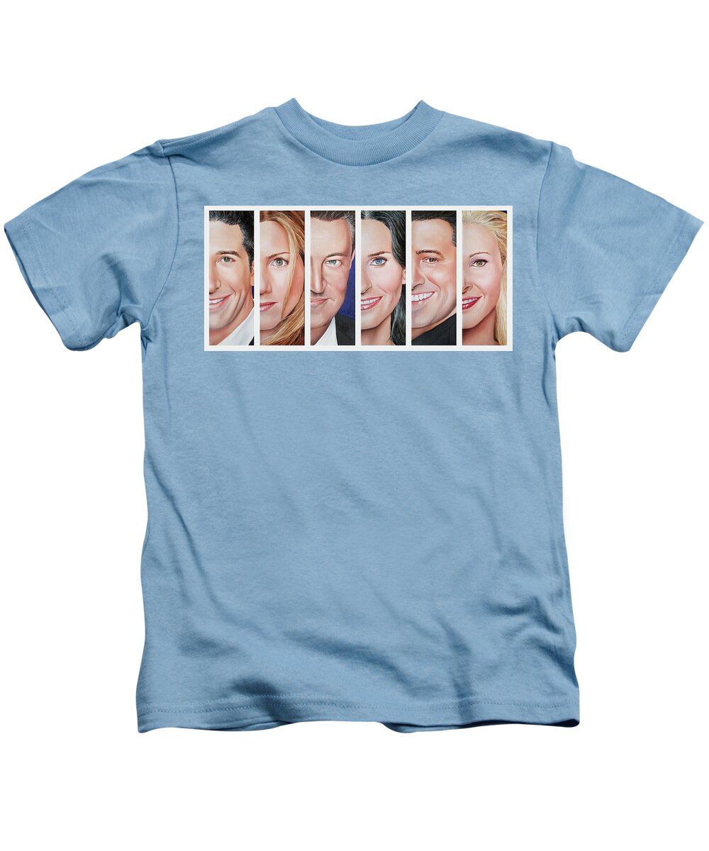 Friends Tv Show Kids T-Shirt featuring the painting Friends Set One by Vic Ritchey