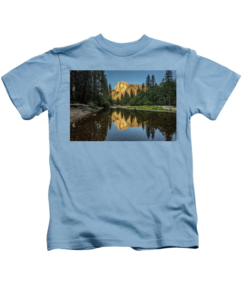 California Kids T-Shirt featuring the photograph Half Dome from the Merced by Peter Tellone