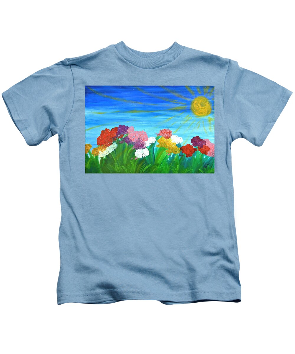 Garden Kids T-Shirt featuring the painting Happy Garden by Hagit Dayan