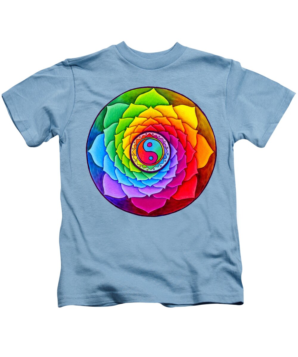 Mandala Kids T-Shirt featuring the drawing Healing Lotus by Rebecca Wang