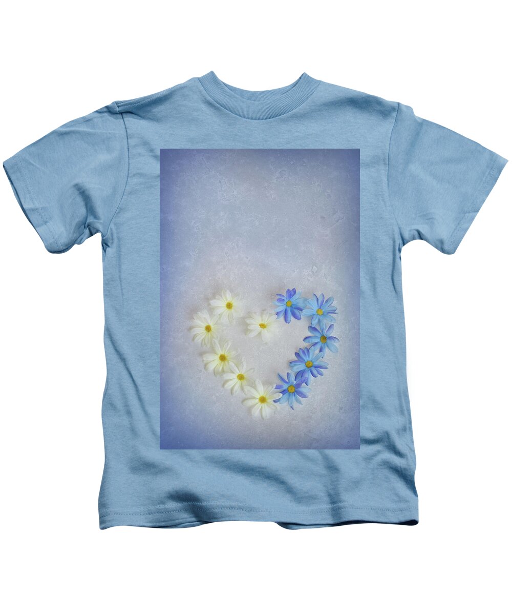 Adoration Kids T-Shirt featuring the photograph Heart and Flowers by Elvira Pinkhas