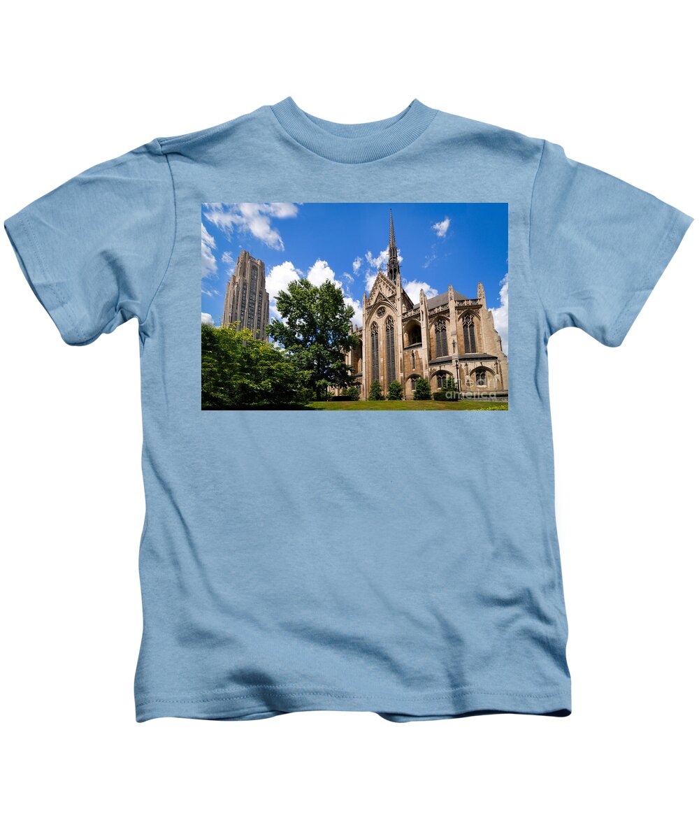 Allegheny County Kids T-Shirt featuring the photograph Heinz Memorial Chapel and Cathedral of Learning by Amy Cicconi