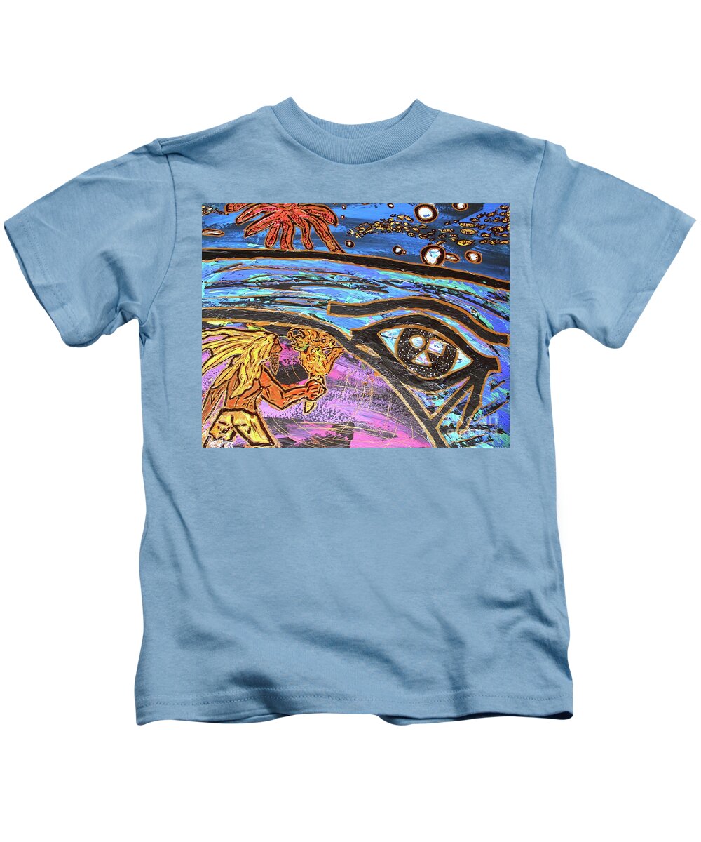 Acrylic Kids T-Shirt featuring the painting Jonah One Of Those Days by Odalo Wasikhongo