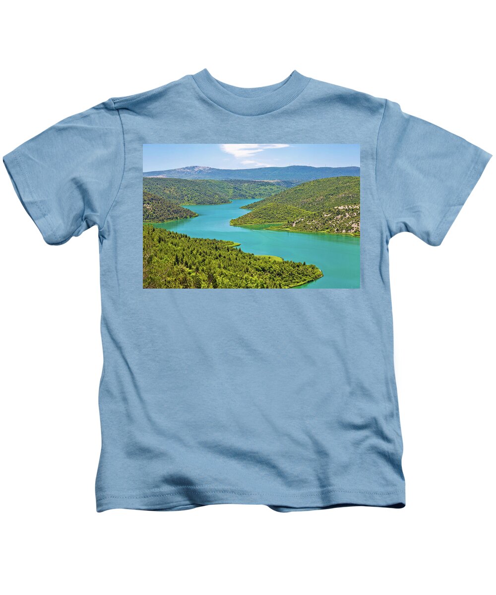 Krka Kids T-Shirt featuring the photograph Krka river national park view by Brch Photography