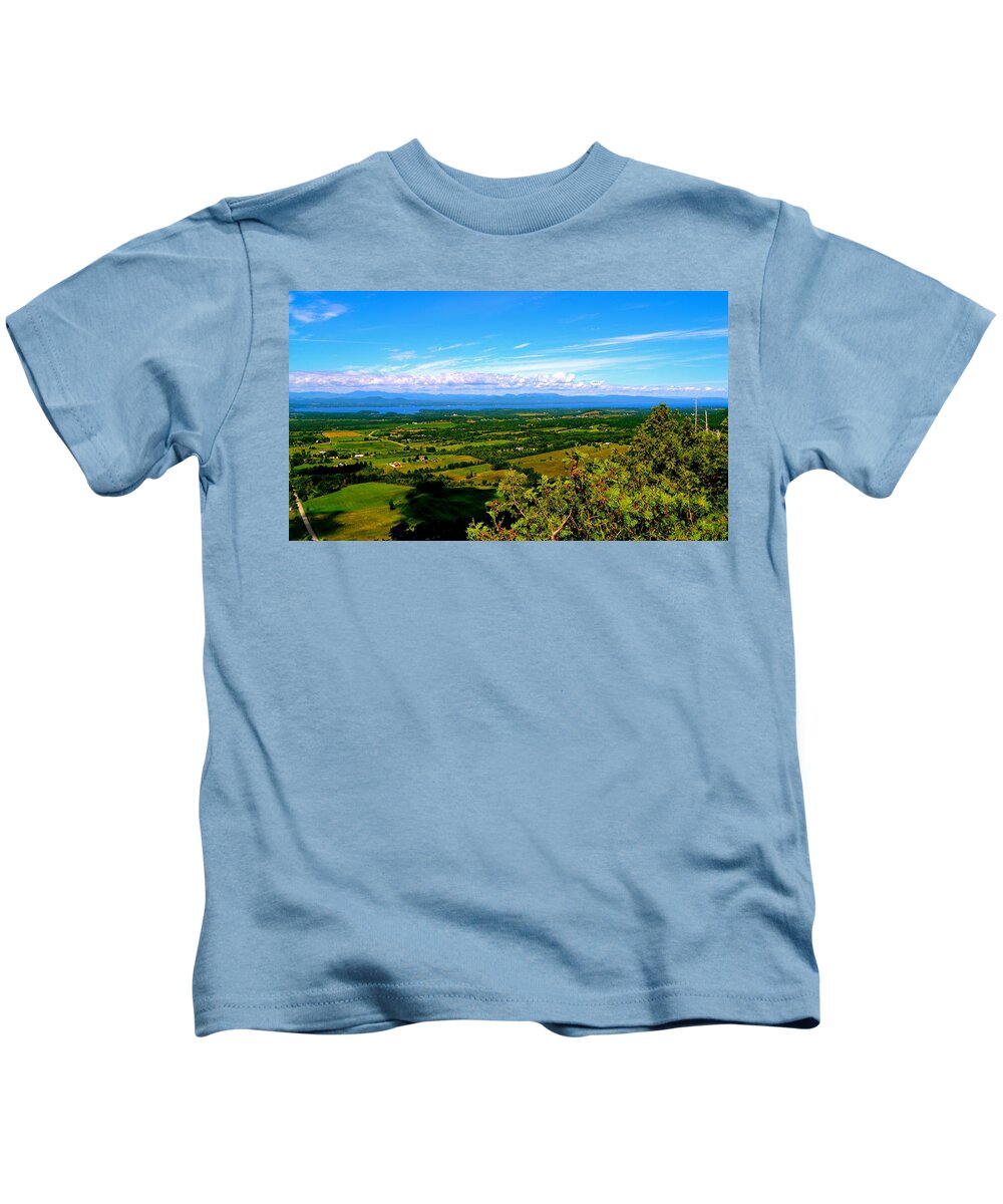  Kids T-Shirt featuring the photograph Lake Champlain View from Mt. Phillo by Monika Salvan