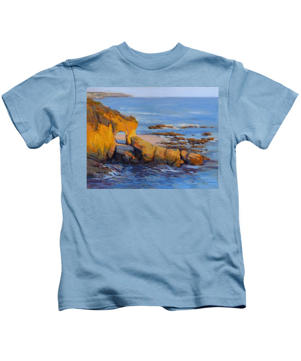 South Kids T-Shirt featuring the painting The Golden Hour by Konnie Kim