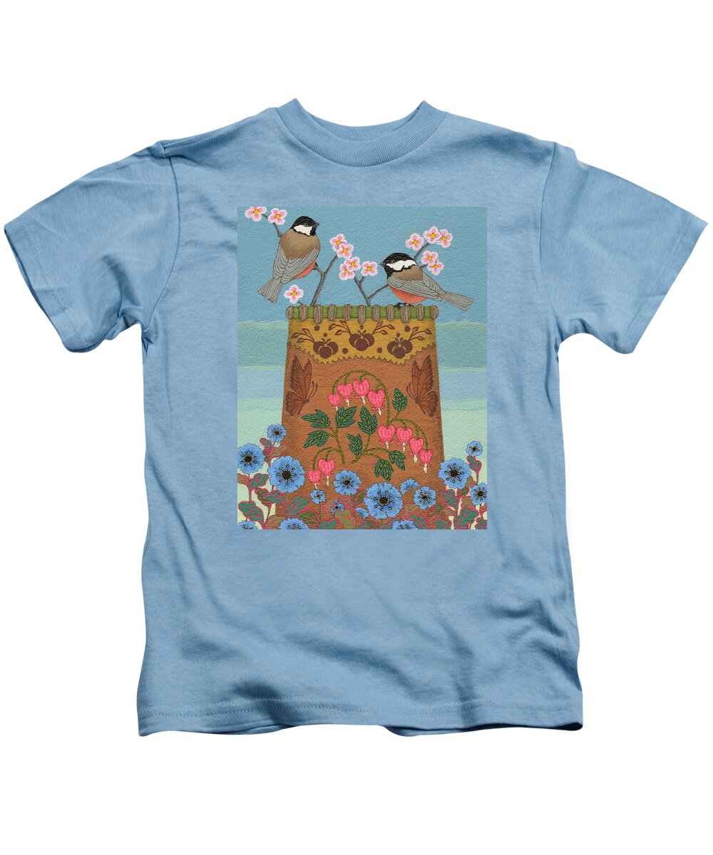 America Kids T-Shirt featuring the painting Little Bird by Chholing Taha