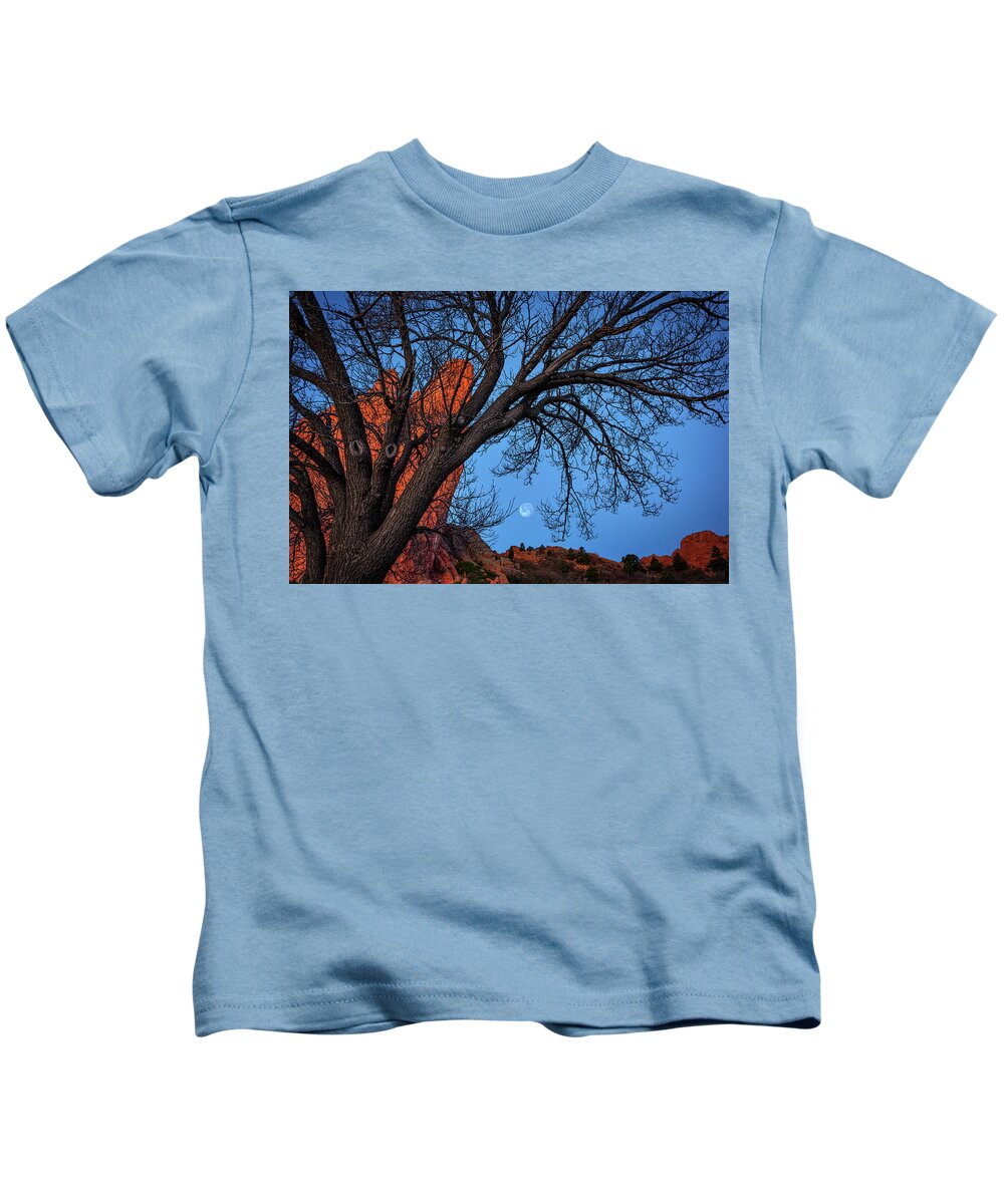 Moon Kids T-Shirt featuring the photograph Moonset in the Garden by Darren White