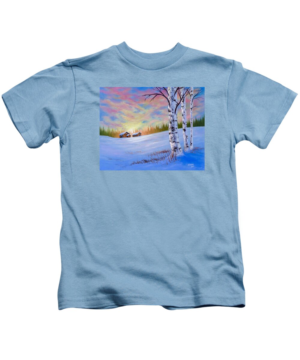 Barn Kids T-Shirt featuring the painting November Sunset by Chris Steele