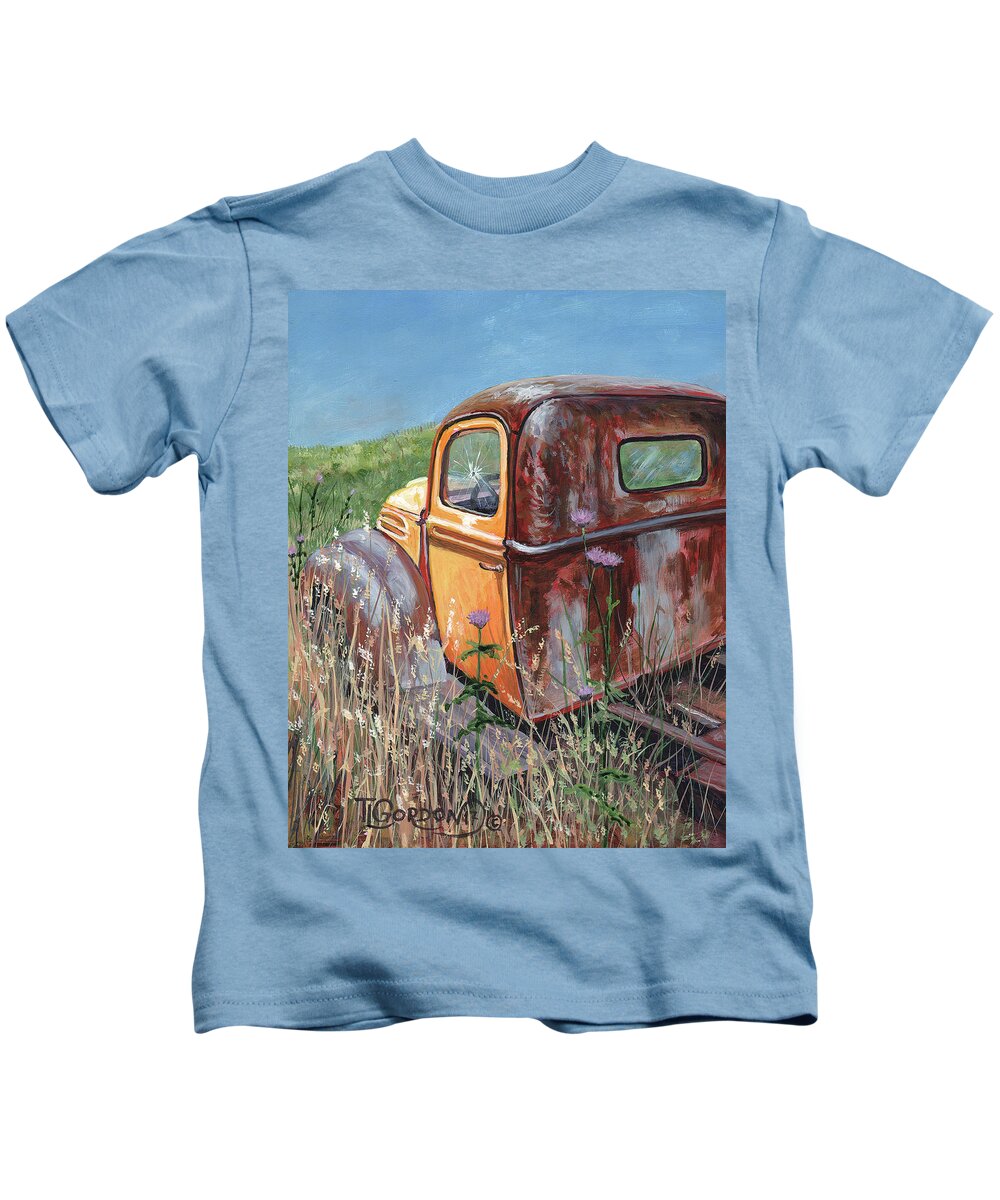 Timithy Kids T-Shirt featuring the painting Old yellow by Timithy L Gordon