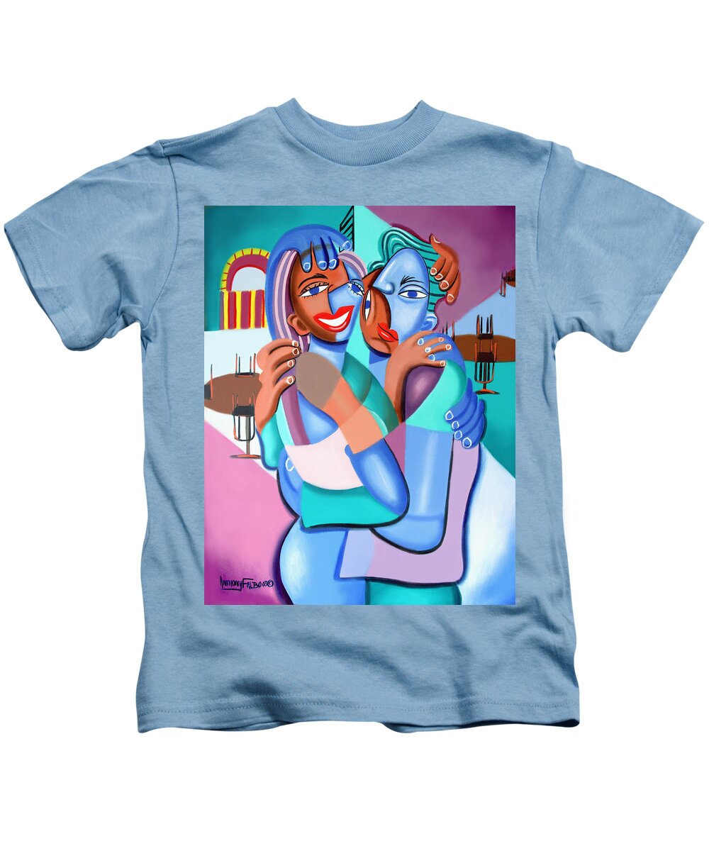  Our First Slow Dance Framed Prints Kids T-Shirt featuring the painting Our First Slow Dance by Anthony Falbo