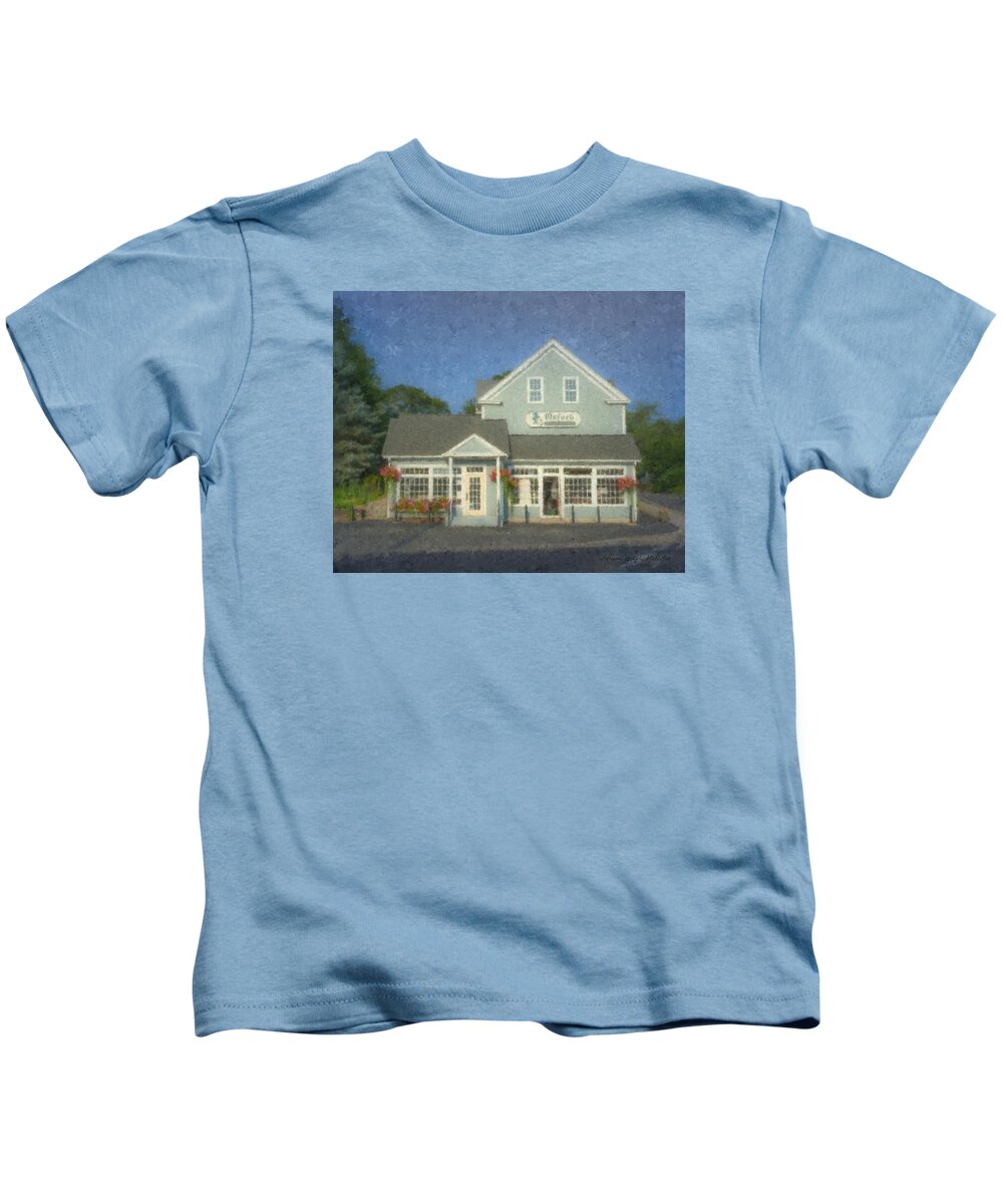 Oxford Cleaners Kids T-Shirt featuring the painting Oxford Cleaners by Bill McEntee