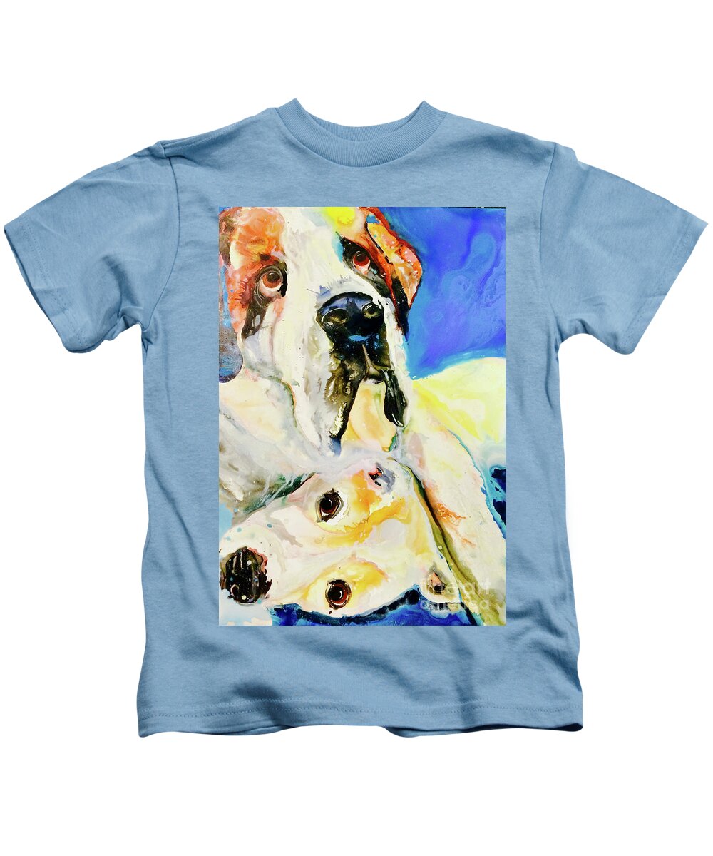 Dogs Kids T-Shirt featuring the painting Pals by Kasha Ritter