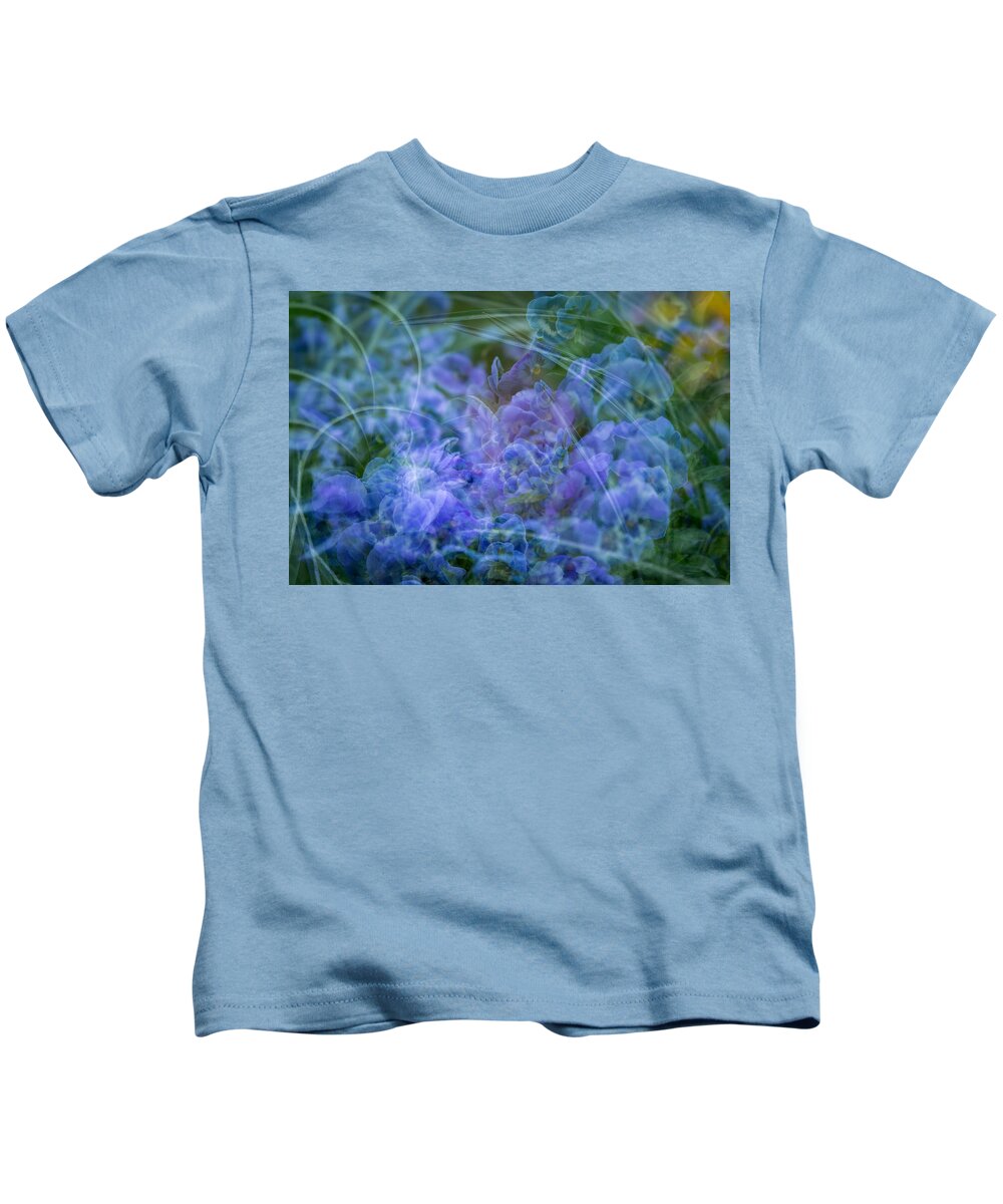 Spring Kids T-Shirt featuring the photograph Pansy Dance by Joye Ardyn Durham