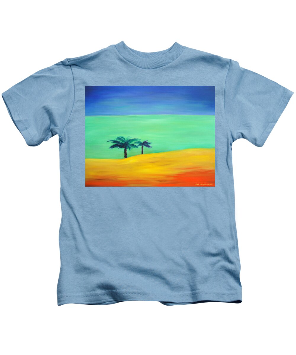 Blue Kids T-Shirt featuring the painting Pretty Simple by Gina De Gorna