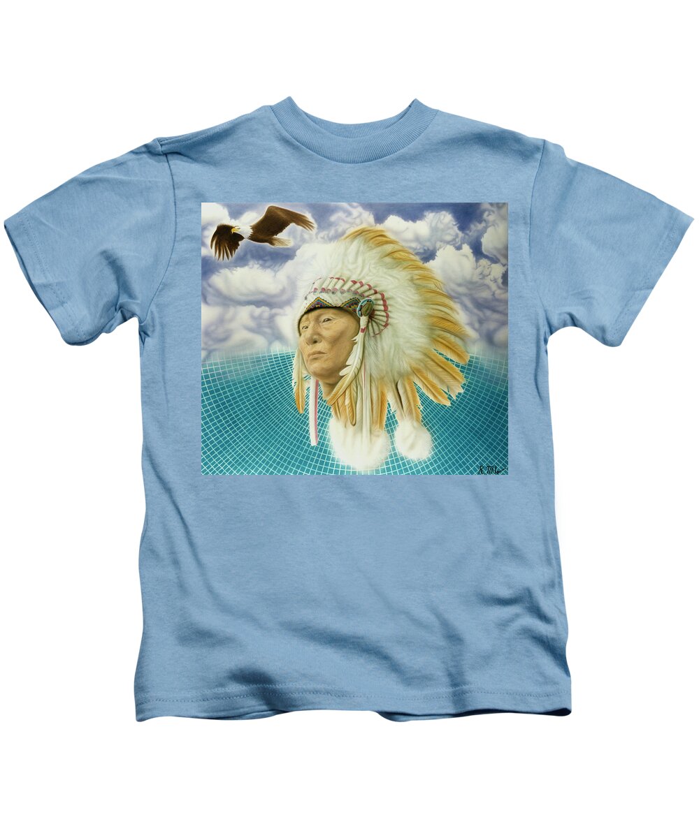 Native American Kids T-Shirt featuring the painting Proud As An Eagle by Rich Milo