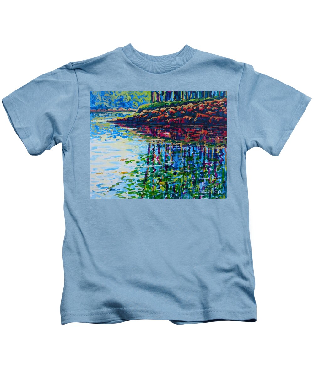 Landscape Kids T-Shirt featuring the painting Reflection by Enrique Zaldivar