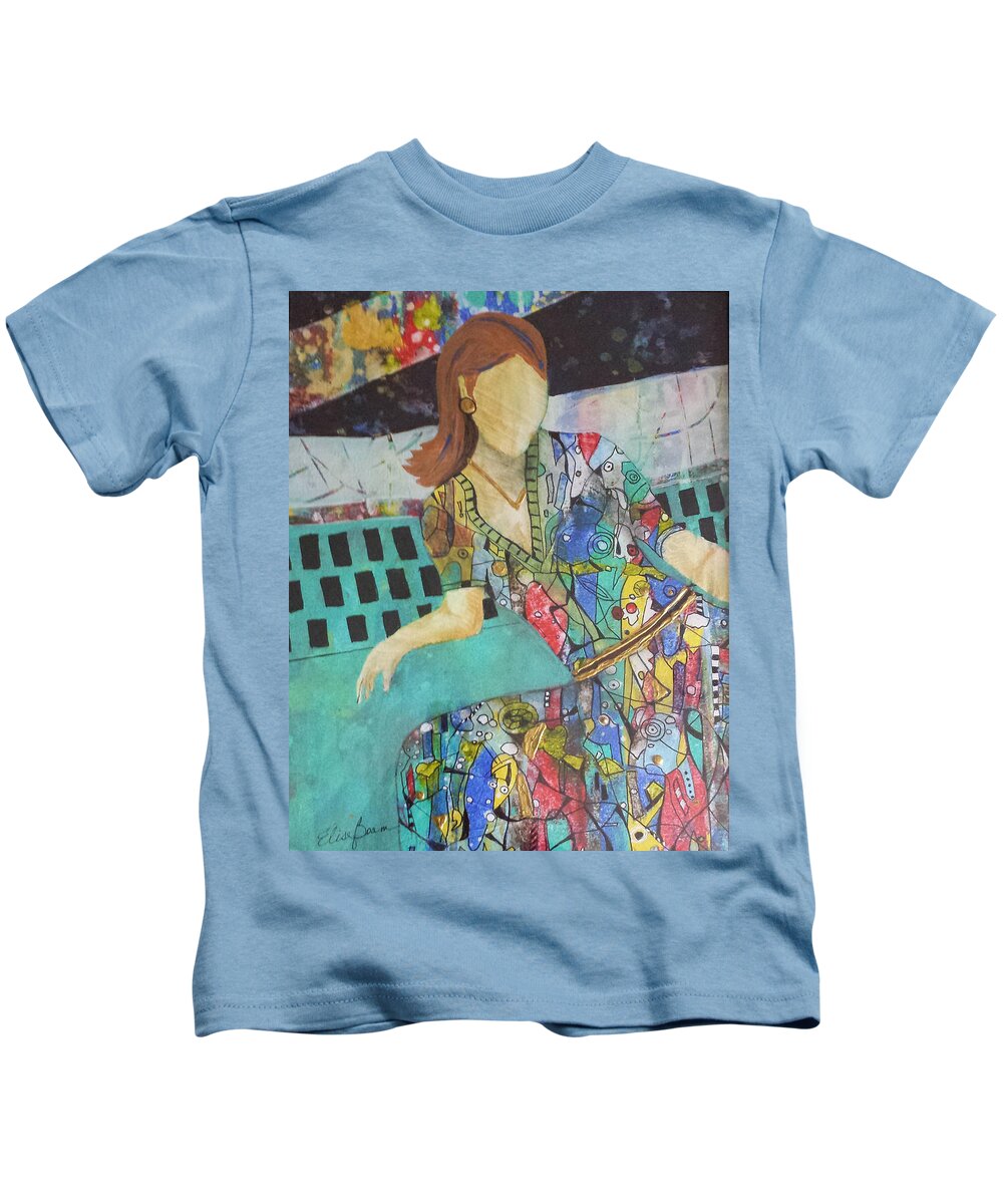 Abstract Kids T-Shirt featuring the painting Relaxing by Elise Boam