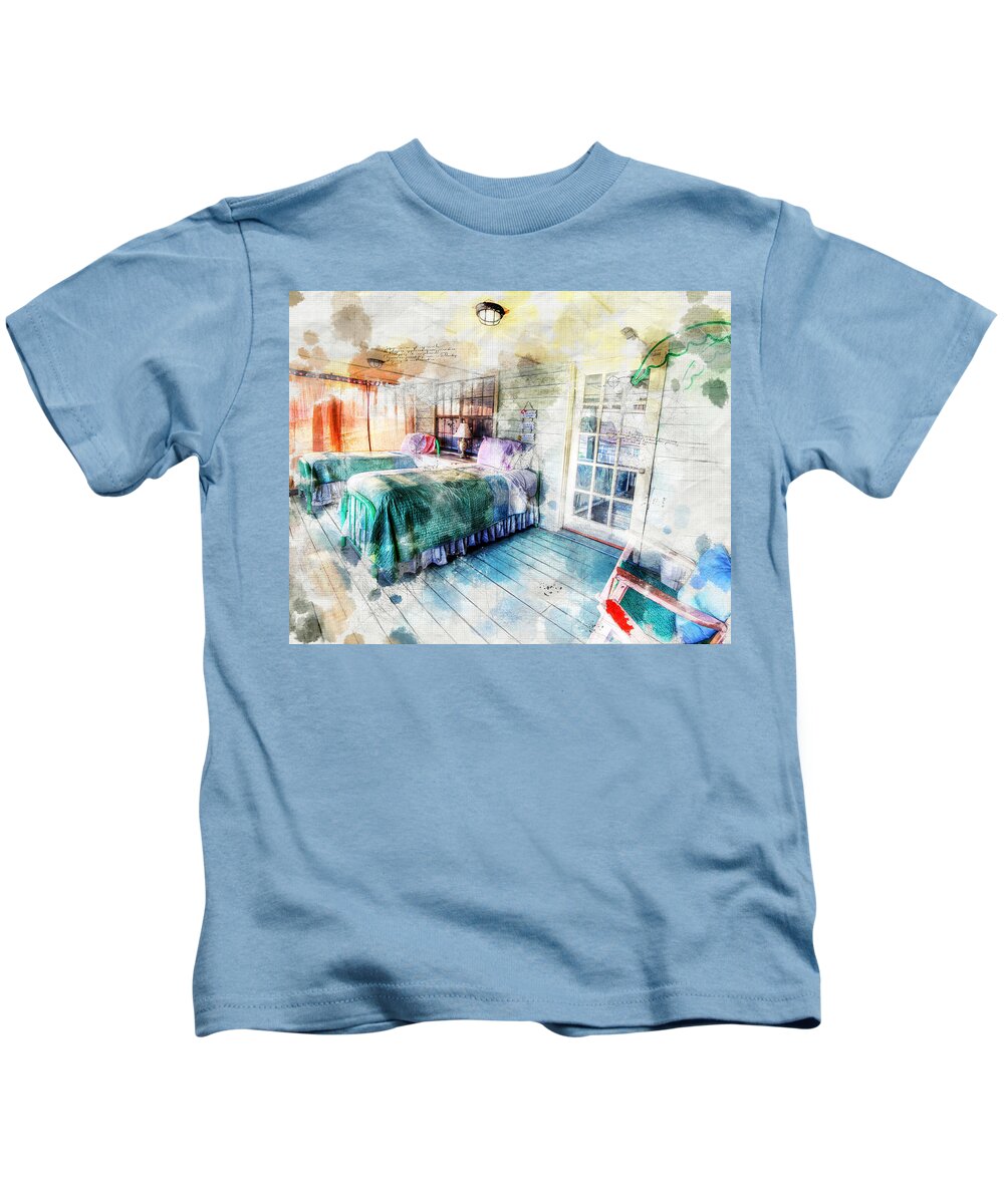 Bedroom Kids T-Shirt featuring the digital art Rustic Look Bedroom by Anthony Murphy