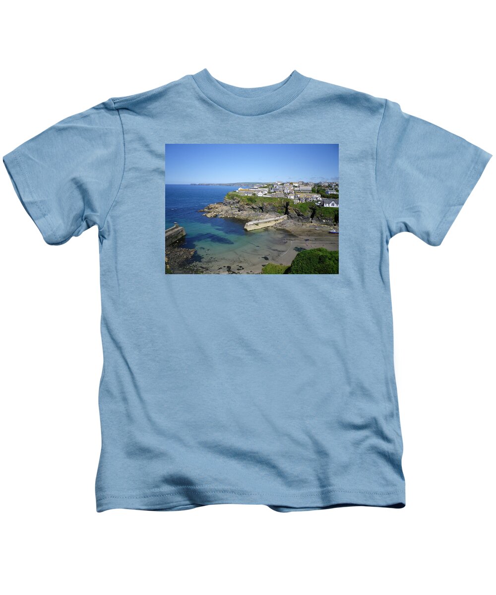 Port Isaac Kids T-Shirt featuring the photograph Safe Haven Port Isaac Cornwall by Richard Brookes
