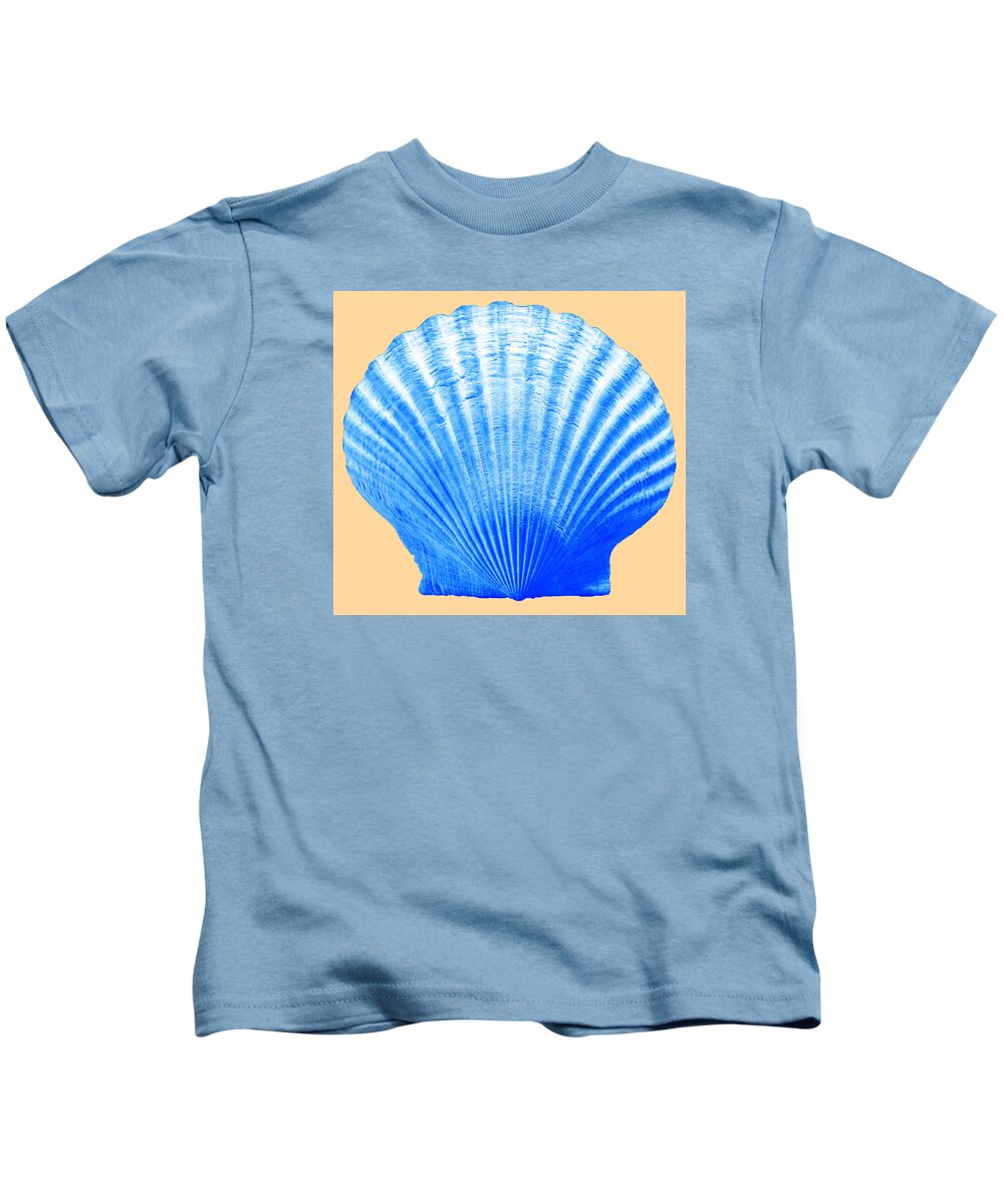 Sea Kids T-Shirt featuring the photograph Sea Shell -Blue on Sand by WAZgriffin Digital
