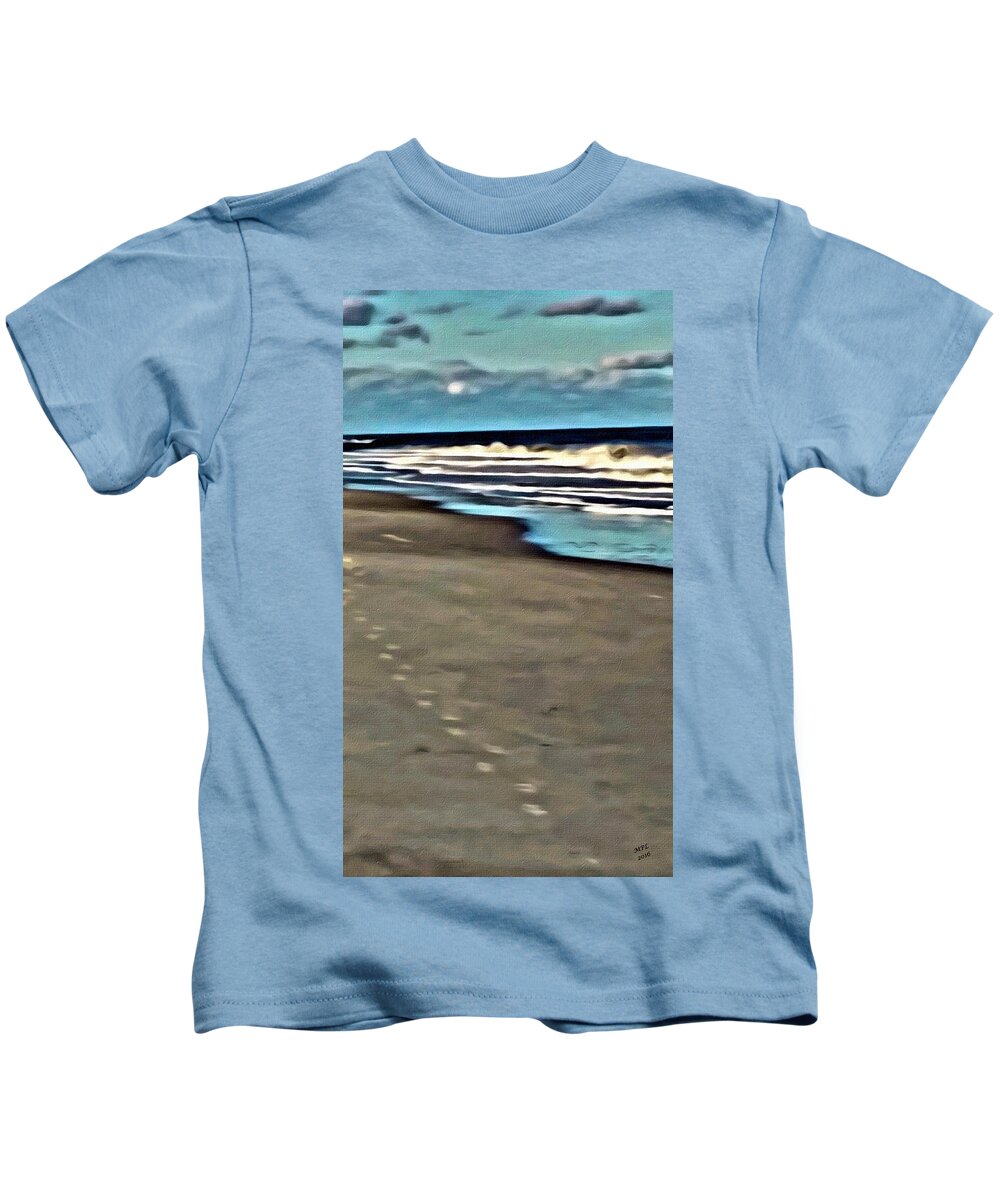 Ocean Kids T-Shirt featuring the painting Serenity Walk by Marian Lonzetta