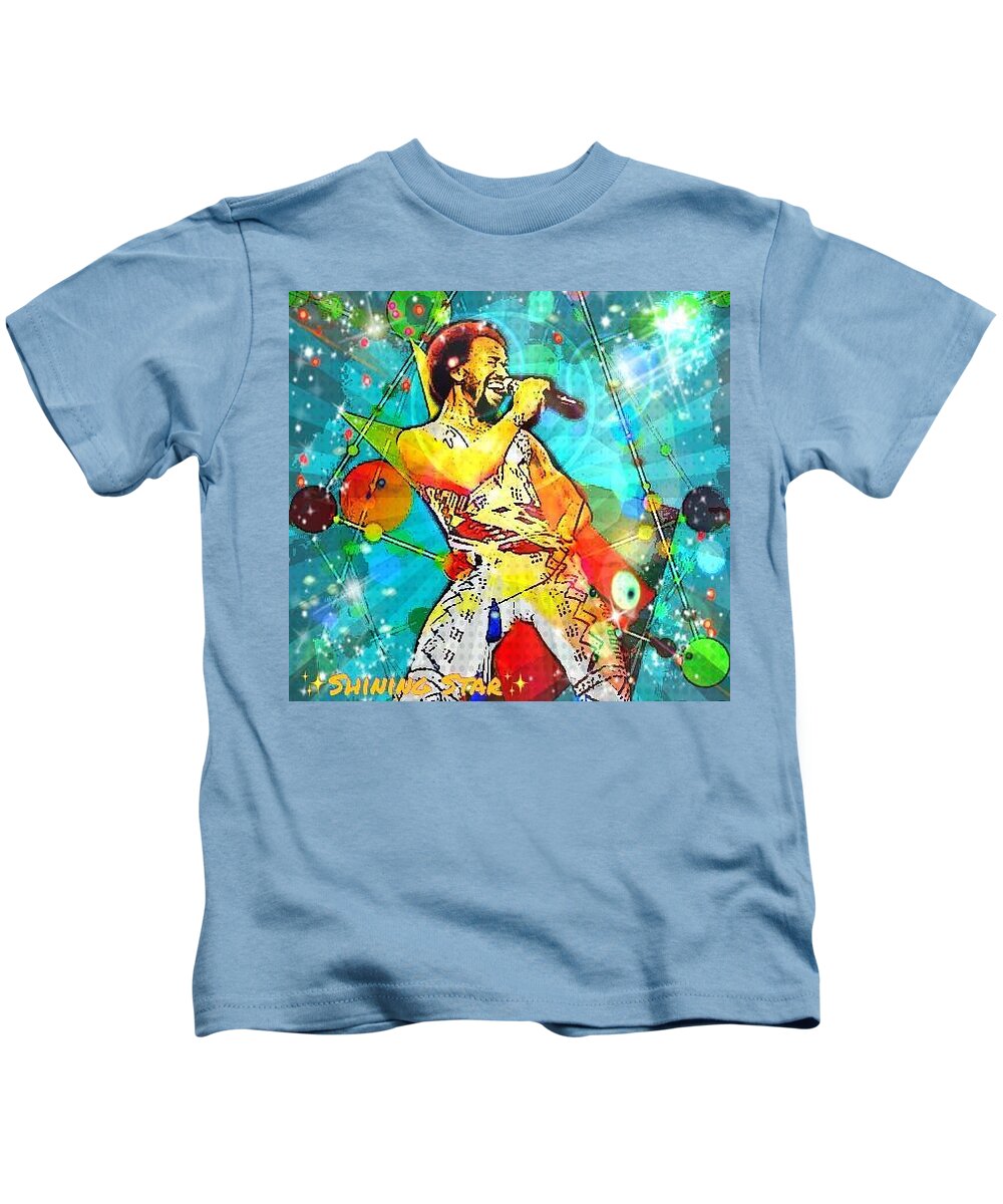 Digital Art Portrait Of Maurice White Kids T-Shirt featuring the digital art Shining Star by Karen Buford