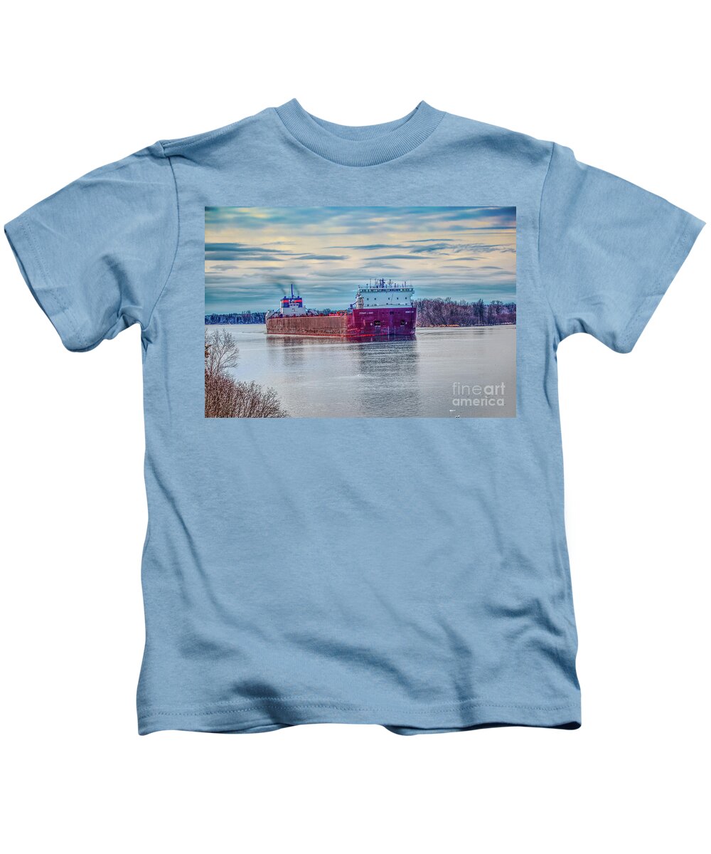 Ship Stewart J. Cort Kids T-Shirt featuring the photograph Ship Stewart J. Cort I Love Sault Ste. Marie, Michigan -1342 by Norris Seward