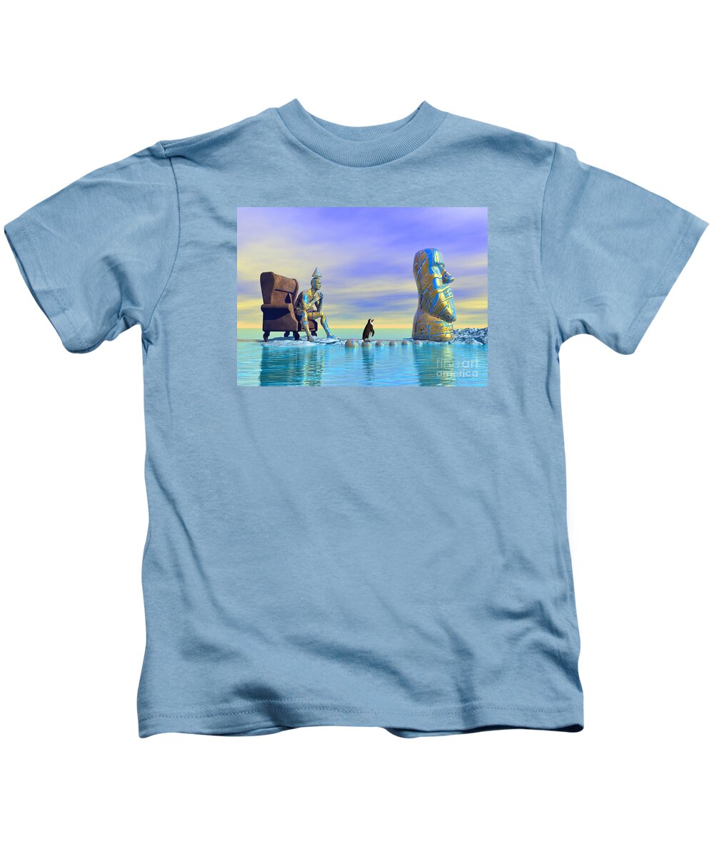 Surrealism Kids T-Shirt featuring the digital art Silent Mind - Surrealism by Sipo Liimatainen