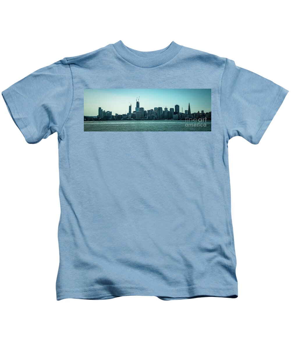 Bridge Kids T-Shirt featuring the photograph Skyline of San Francisco with the oakland bay Bridge, USA by Amanda Mohler