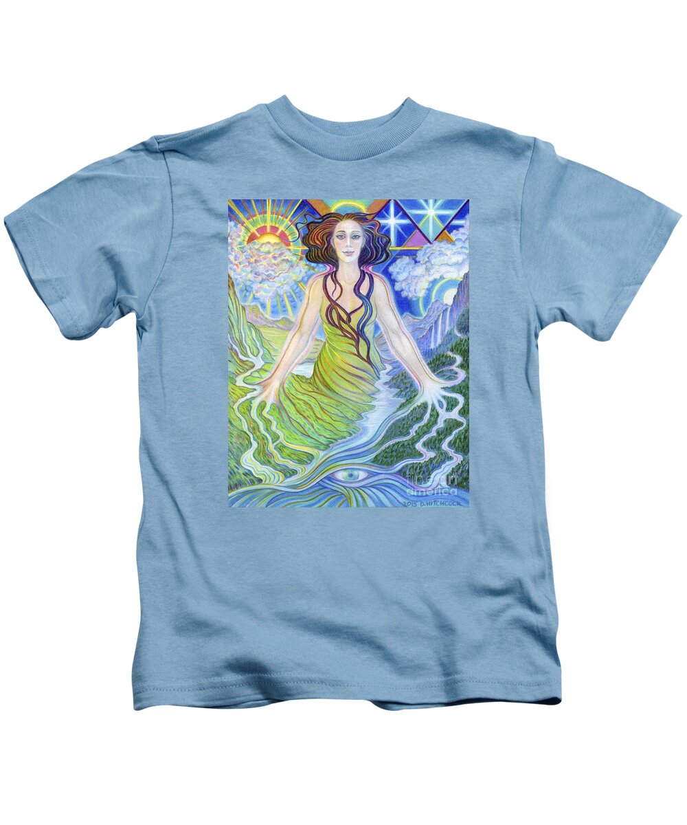 Spiritual Kids T-Shirt featuring the drawing Spirit Guide Reyanne by Debra Hitchcock