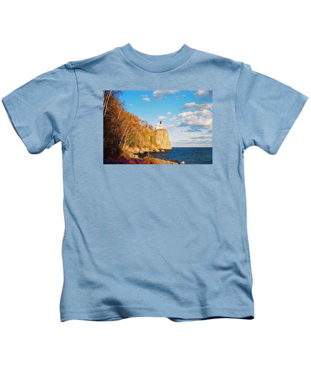 Lighthouse Kids T-Shirt featuring the photograph Split Rock Lighthouse by Diane Shirley