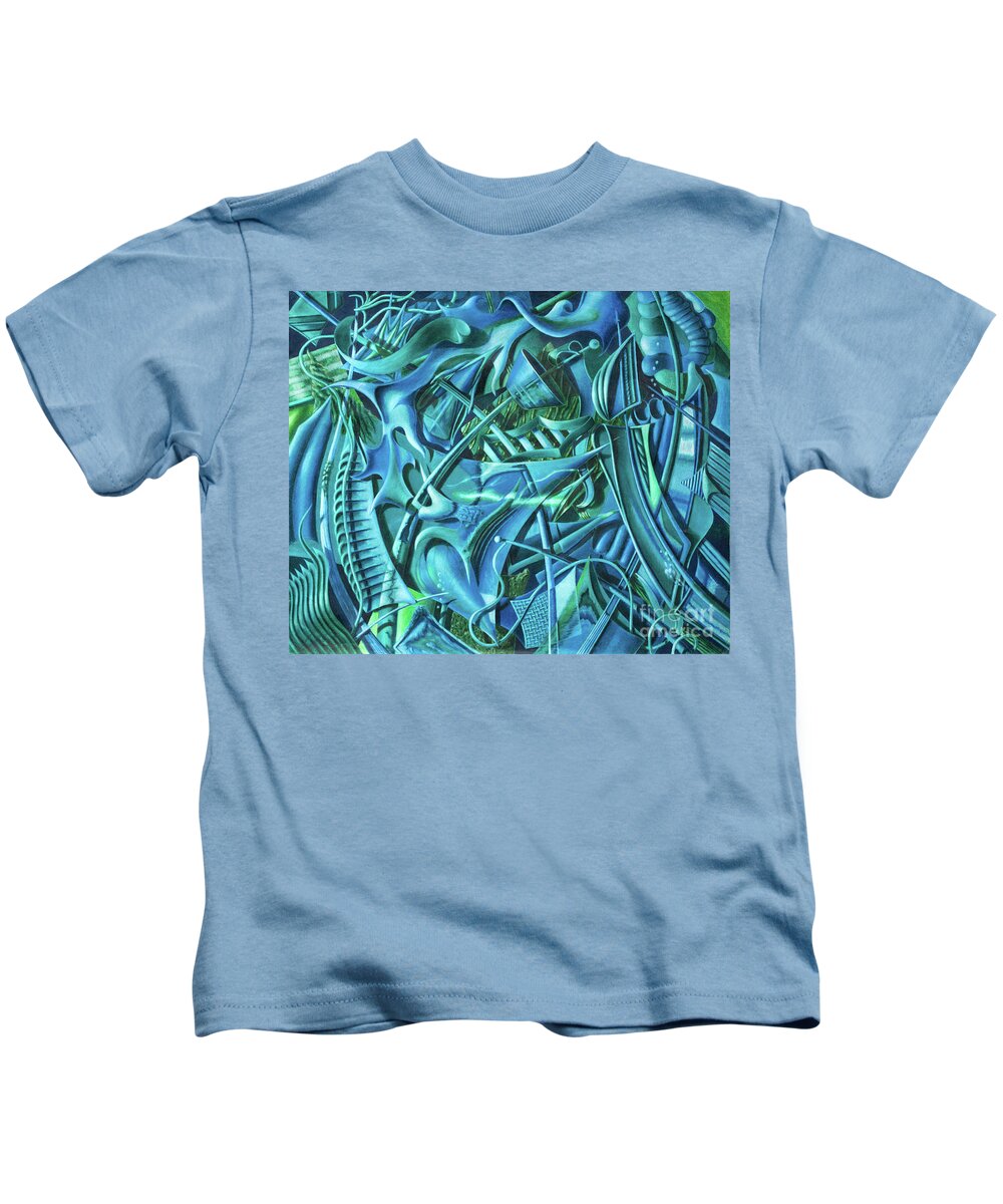 Fine Art Kids T-Shirt featuring the drawing Sunken Sails by Scott Brennan