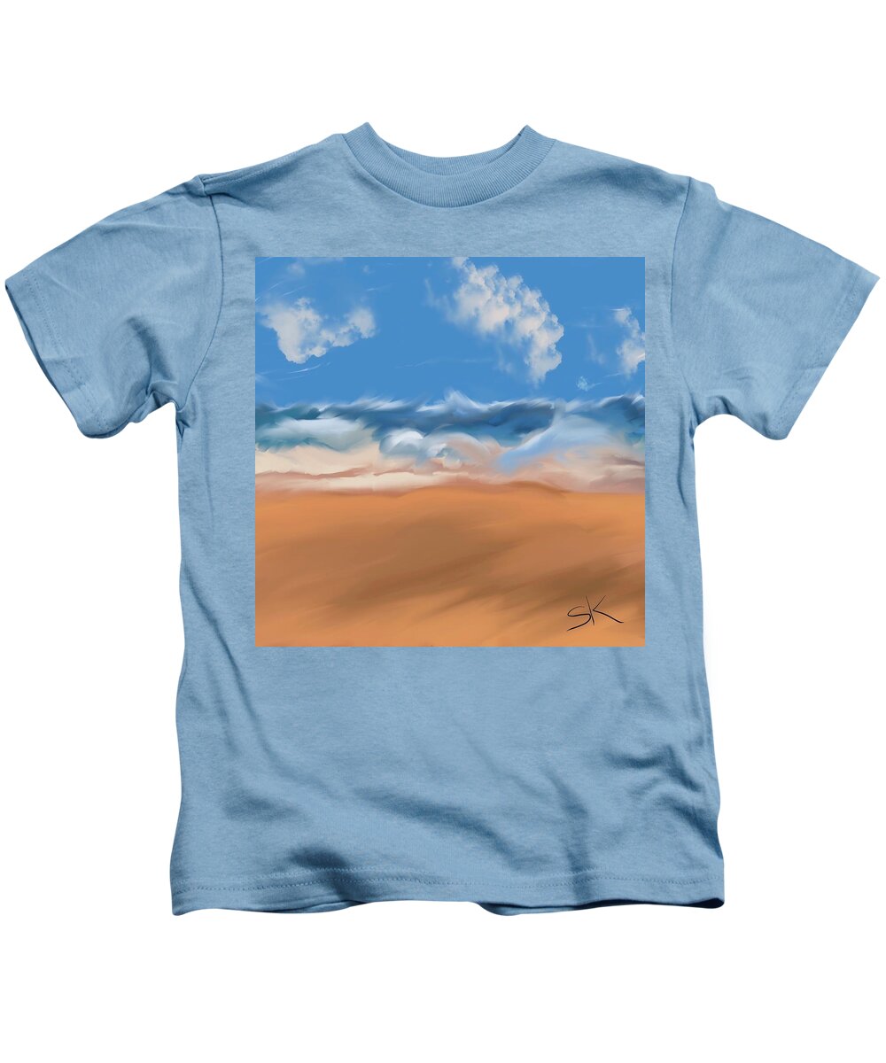 Beach Kids T-Shirt featuring the digital art Surf Like Dolphins by Sherry Killam