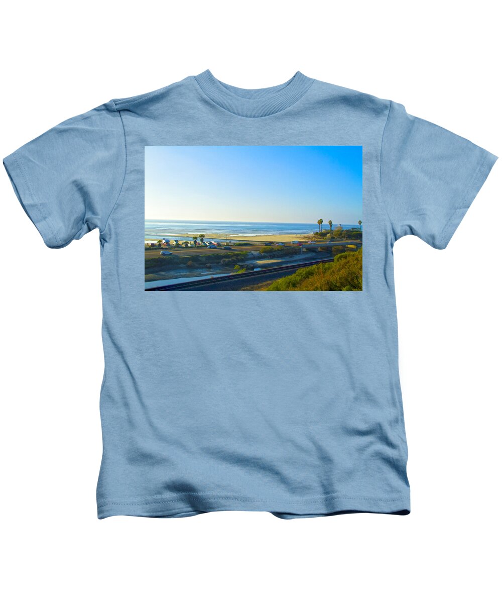 Cardiff By The Sea Kids T-Shirt featuring the digital art Surf Spot Cardiff Reef by Waterdancer