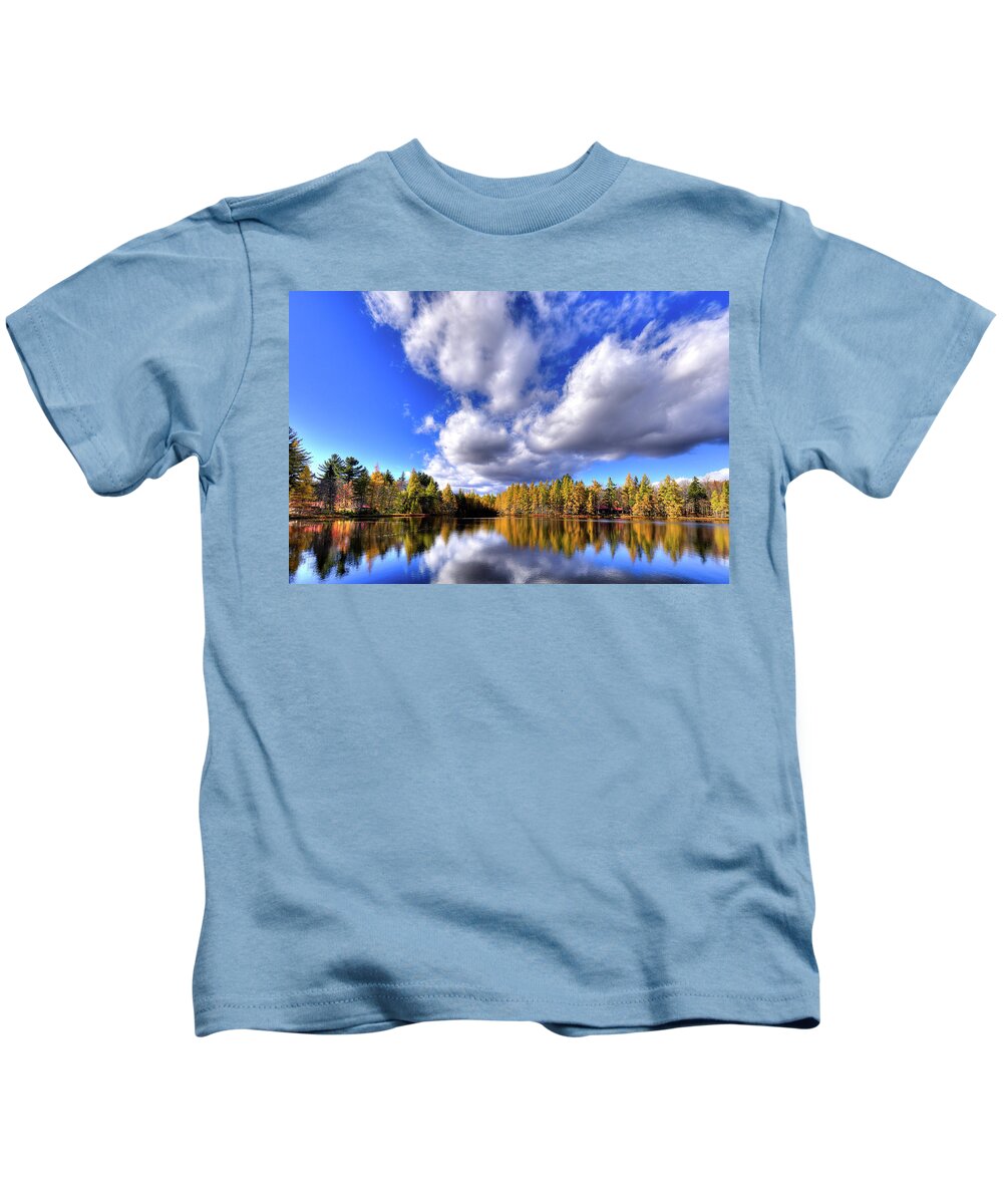 Hdr Kids T-Shirt featuring the photograph Tamarack Reflections in the Adirondacks by David Patterson