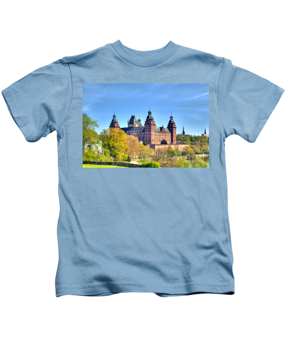 Castle Kids T-Shirt featuring the photograph The castle Johannisburg in Aschaffenburg in Germany by Gina Koch