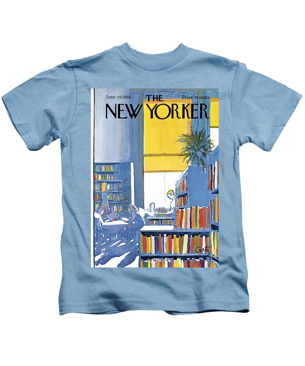 Books Kids T-Shirt featuring the painting New Yorker June 29th 1968 by Arthur Getz