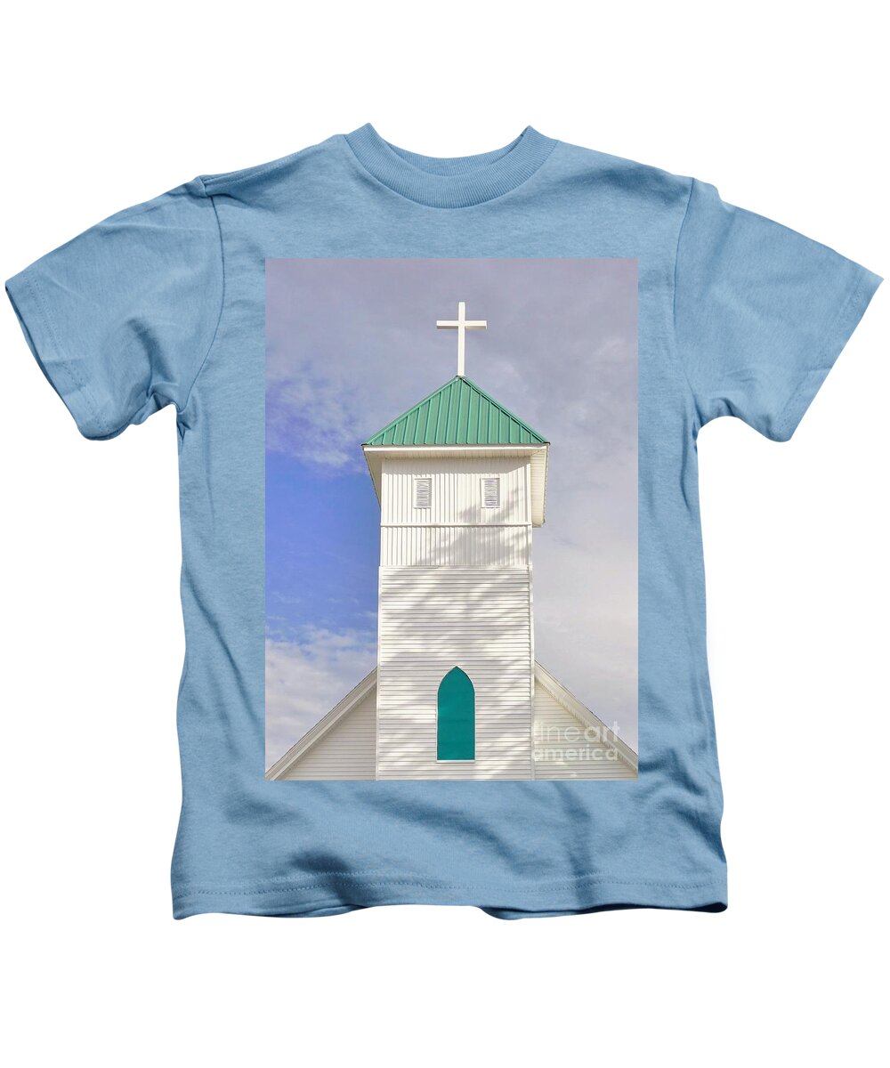 Steeple Kids T-Shirt featuring the photograph The Steeple by Merle Grenz
