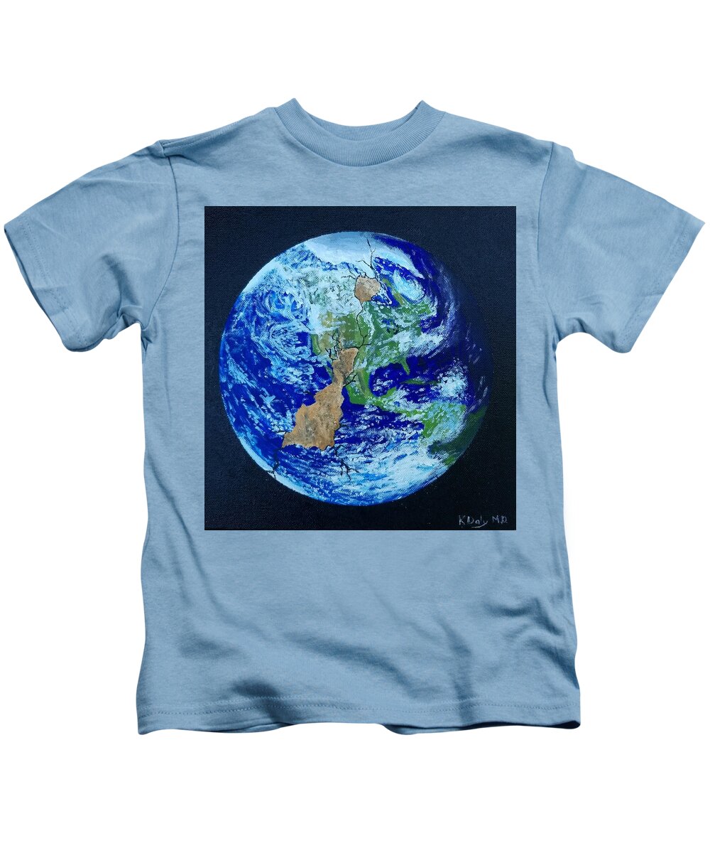 Earth Kids T-Shirt featuring the painting Thinner than an Eggshell by Kevin Daly