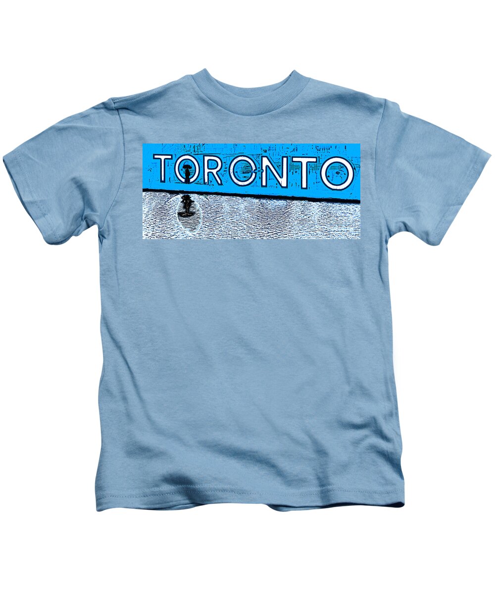 Poster Kids T-Shirt featuring the photograph Toronto In The Rain Poster in Blue by Nina Silver