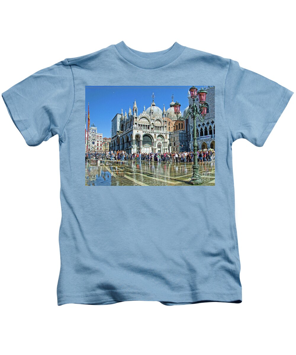 Venice Saint Marko Basilica Kids T-Shirt featuring the photograph Venice San Marco by Maria Rabinky