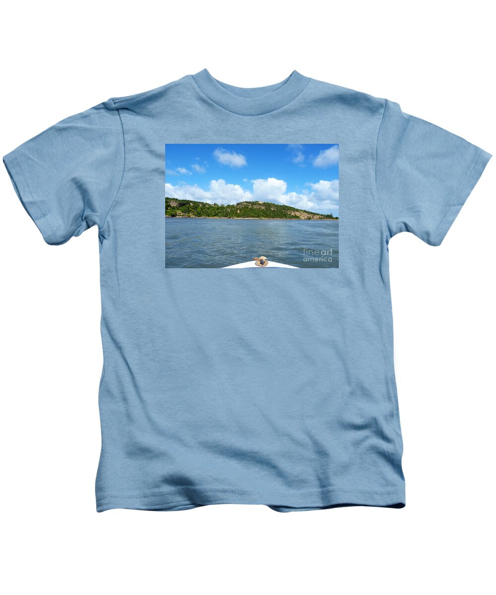 Photography Kids T-Shirt featuring the photograph View from the boat at sea by Francesca Mackenney