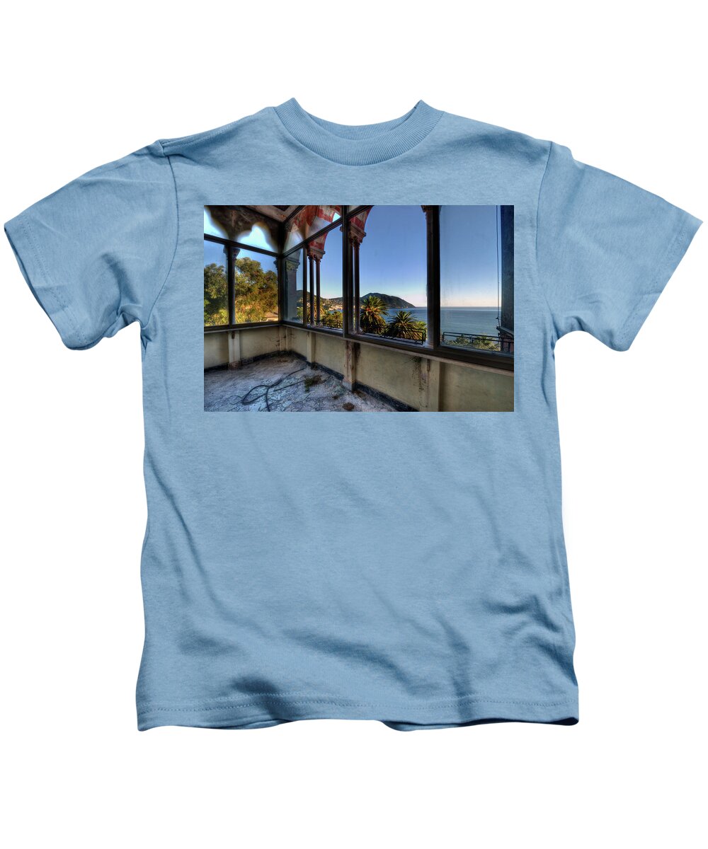 Enrico Pelos Kids T-Shirt featuring the photograph Villa Of Windows On The Sea - Villa Delle Finestre Sul Mare II by Enrico Pelos