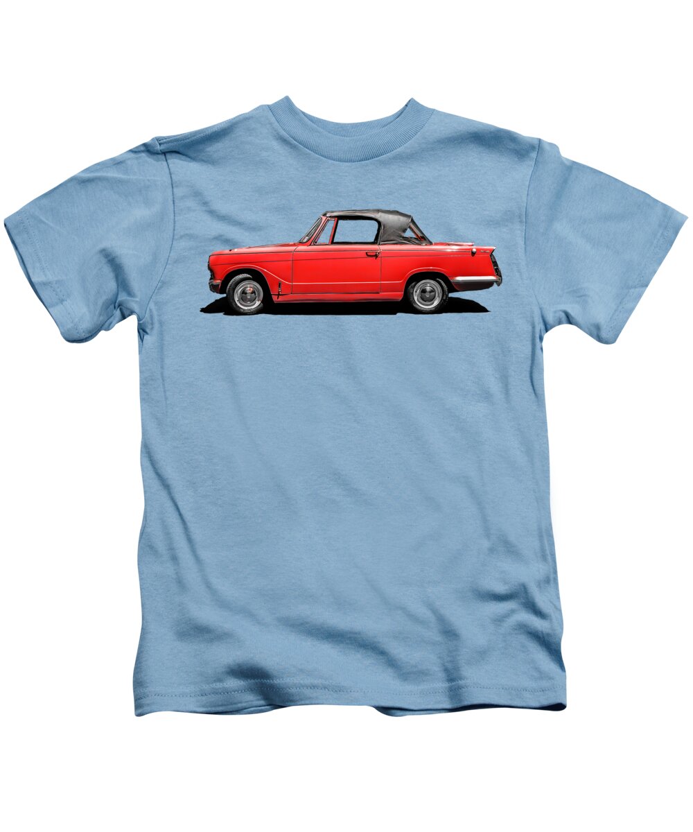 Classic Kids T-Shirt featuring the photograph Vintage Italian Automobile Red Tee by Edward Fielding