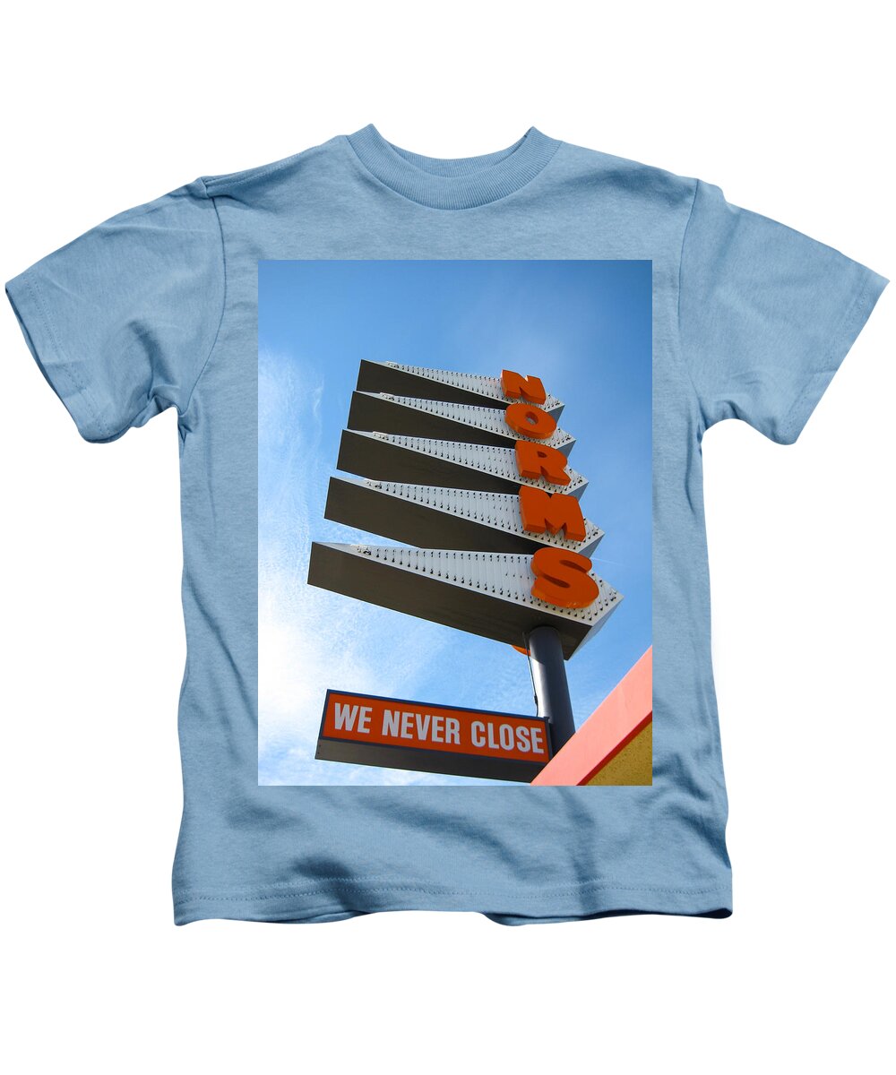 Diner Kids T-Shirt featuring the photograph Norms - We Never Close by Erik Burg