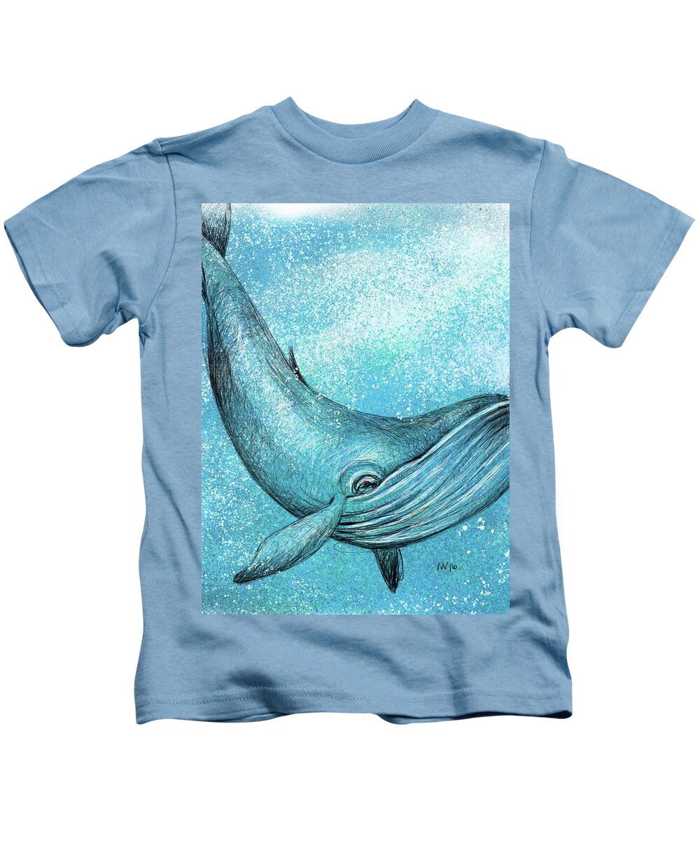 Whale Kids T-Shirt featuring the digital art Whimsical Whale by AnneMarie Welsh