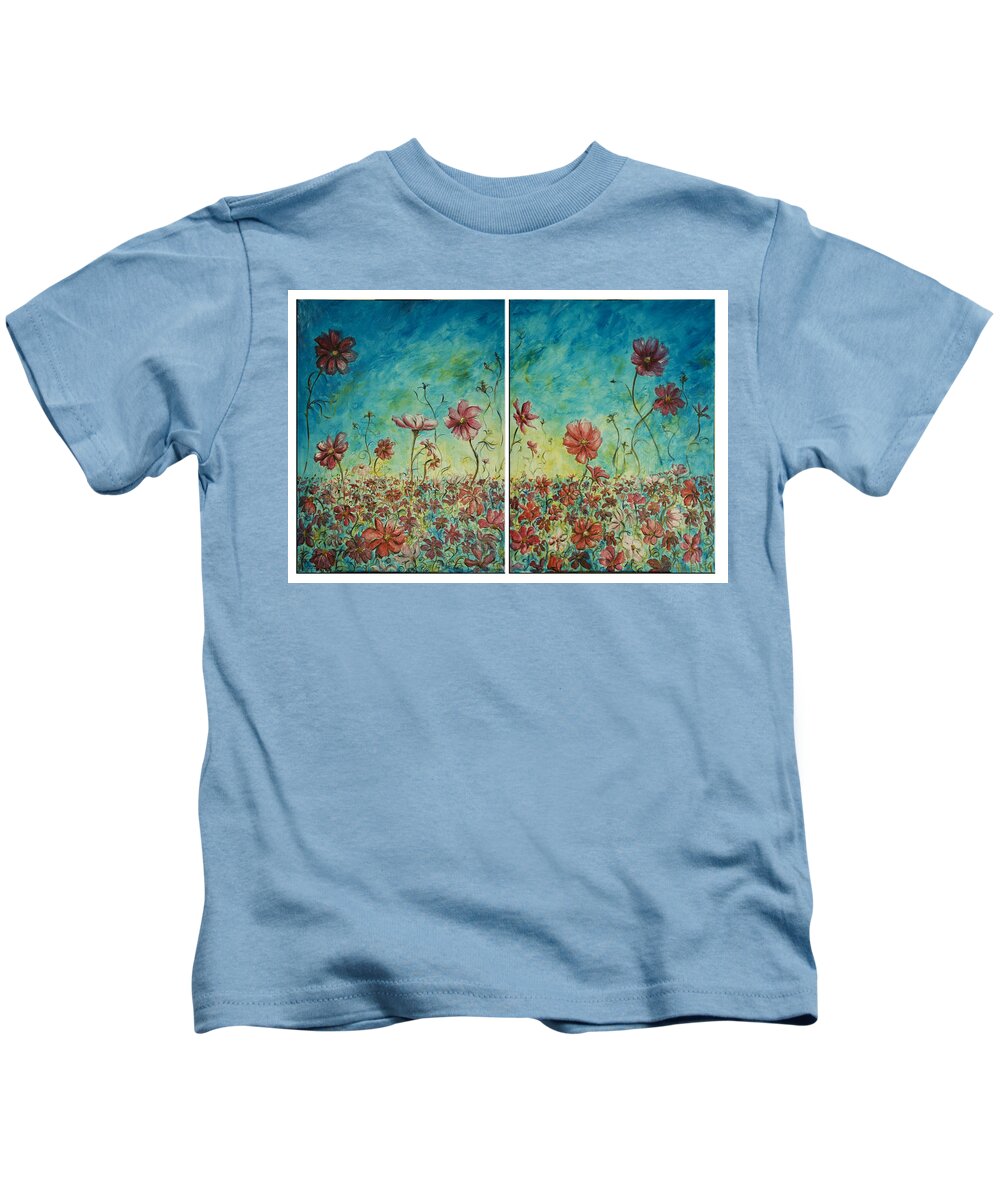 Flowers Kids T-Shirt featuring the painting Wind Dancers by Nik Helbig