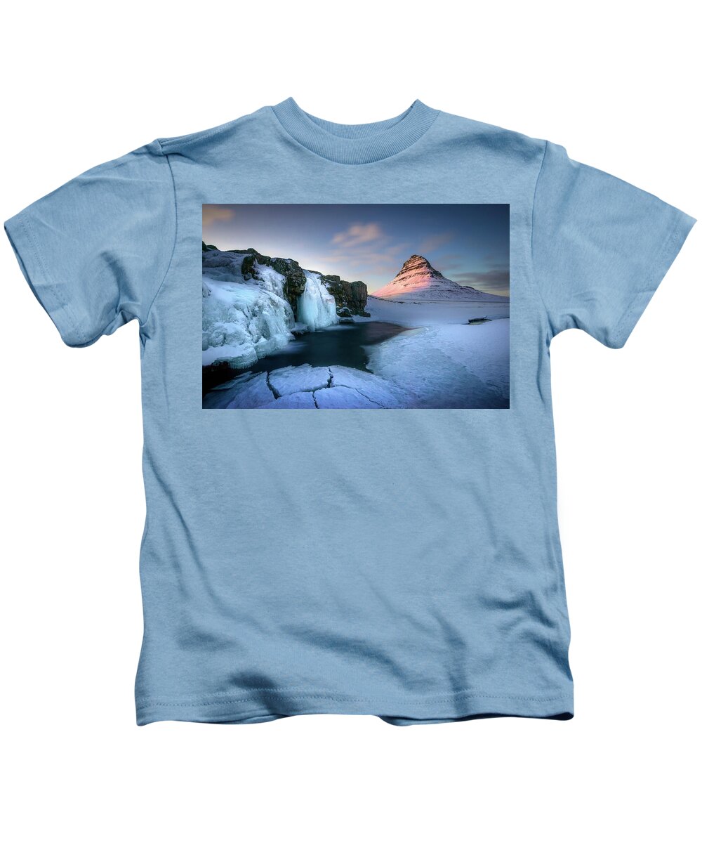 Church Mountain Kids T-Shirt featuring the photograph Kirkjufell, Iceland #1 by Peter OReilly